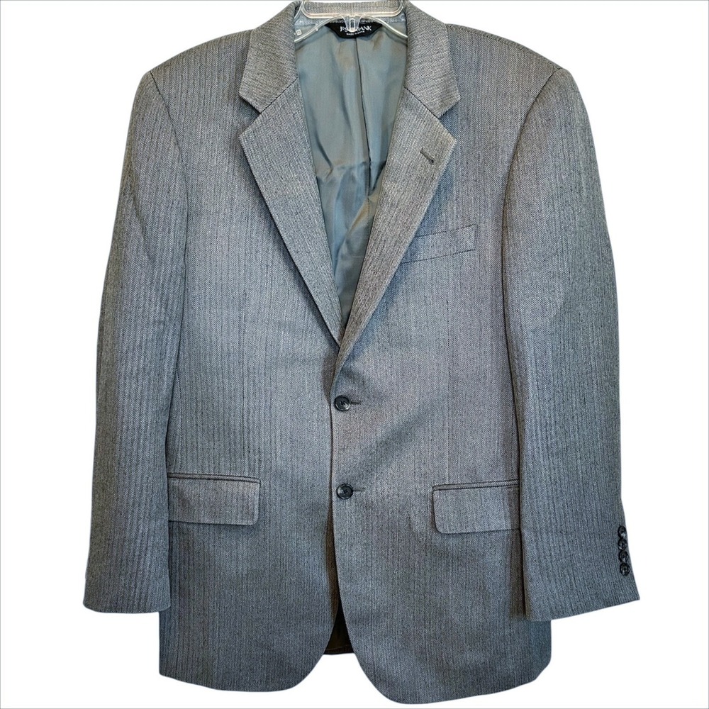 Jos‎ A Bank Blazer Mens 38R Gray Silk Camel Hair Herringbone Sport Coat Jacket